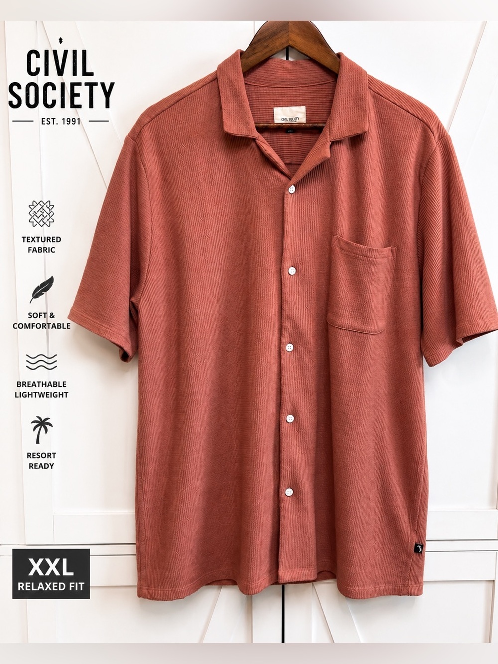 Civil Society Textured Camp Shirt – Men’s XXL